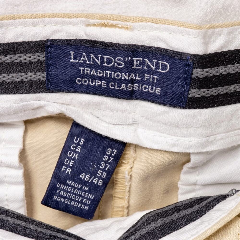 Lands End Traditional Fit Khaki Shorts Bermuda Flat Front Men's size 37 - Picture 4 of 4